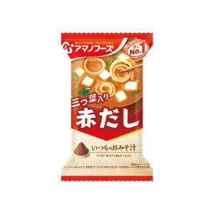Amano Foods „Itsumo no Omisoshiru“, gefriergetrocknete Miso-Suppe, Akadashi, Mitsuba-Blatt, Brauner Miso, 1 Portion