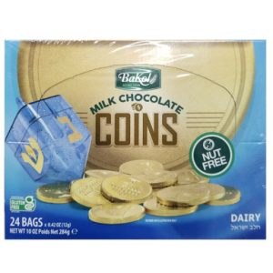 Bakol Hanukkah Milchschokolade Gelt Münzen, Nussfrei, Bulk Chanukah Münze, 24 Stück