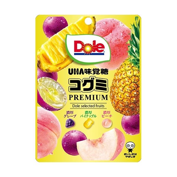 UHA mikakuto, Dole Kogumi Premium, kleine süße Gummy Süßigkeiten, 3 Geschmacksrichtungen Sortiment, 75g
