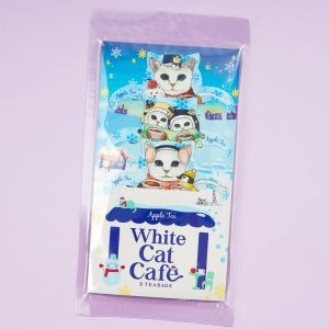 weiße Katze Café Apfel Teebeutel