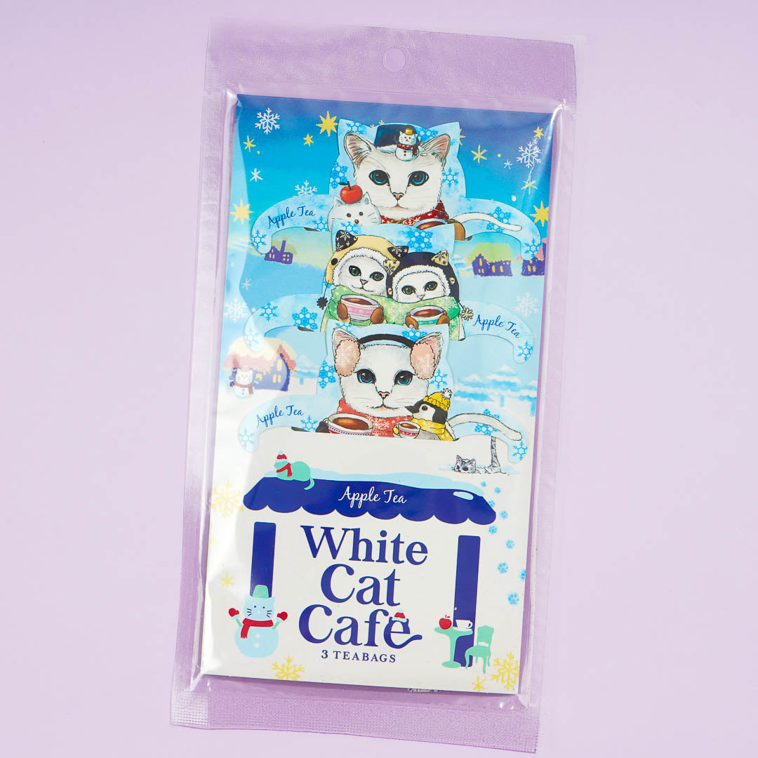 Weiße Katze Cafe Apfel Teebeutel
