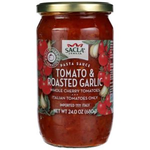 Sacla – Tomatoes Cherry gebratener Knoblauch, 24 Unzen Packung mit 6