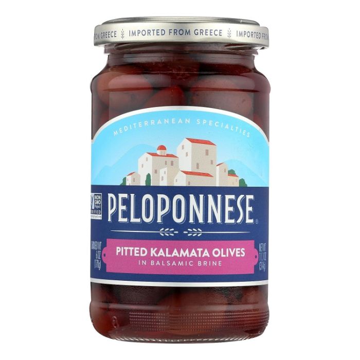 Peloponnes Oliv Kalamata Pitted 6 Oz – Packung mit 6