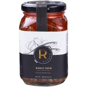 R Kitchen – Knoblauch Tuyo – Gourmet Pasteurized in Flaschen Deboned getrockneter Hering – 250 g