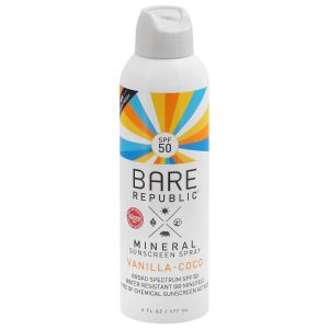 Bare Republic Vanille Coco Spf 50 Mineralische Sonnencreme Spray, 6 oz