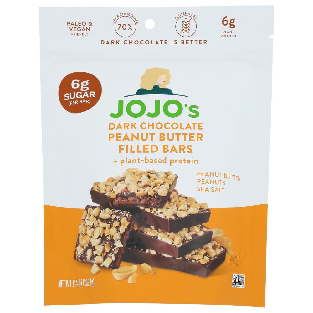 JOJO's – Dunkle Schokolade Erdnussbutter gefüllt Bars Meersalz