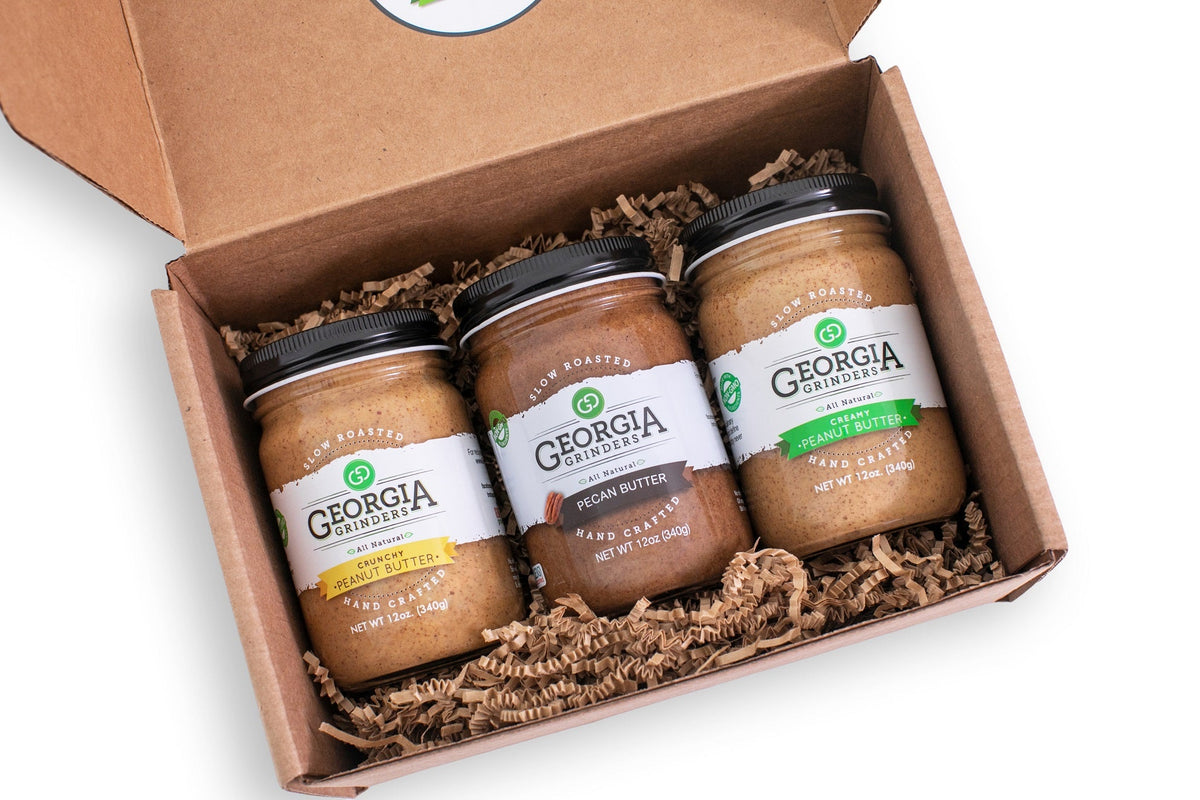 Georgia Grinders Georgia Grown Nut Butters: Trio Geschenkbox – 3 Gläser x 12 oz