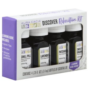 Aura Cacia Ätherisches Öl Entspannungs-Kit, 4-Packung 1 fl oz – Packung mit 1