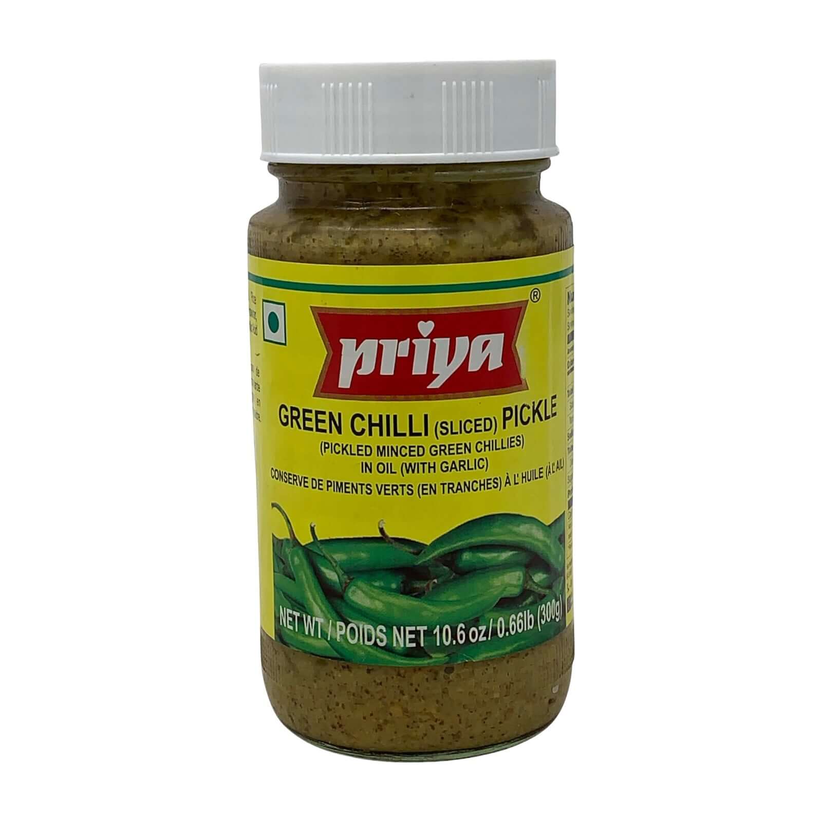 Priya Grün Chili (Schnitt) Essiggurke in Öl (mit Knoblauch)