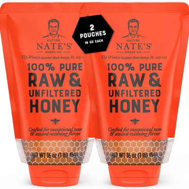 Nature Nates rohe & ungefilterte Honig Squeeze Beutel, 16 oz (2 Packung)