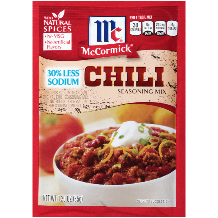 McCormick Mischung Chili Gewürz weniger Natrium, 1,25 oz – Packung mit 12