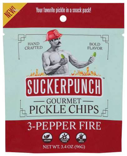 Suckerpunch – Pickle Chips 3 Pfeffer, 3.4 Oz – Packung mit 12 Stück
