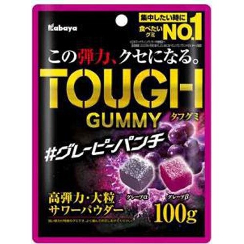 Kabaya, “Tough Gummy”, Traube Punch Aromen in 1 Beutel, 100g