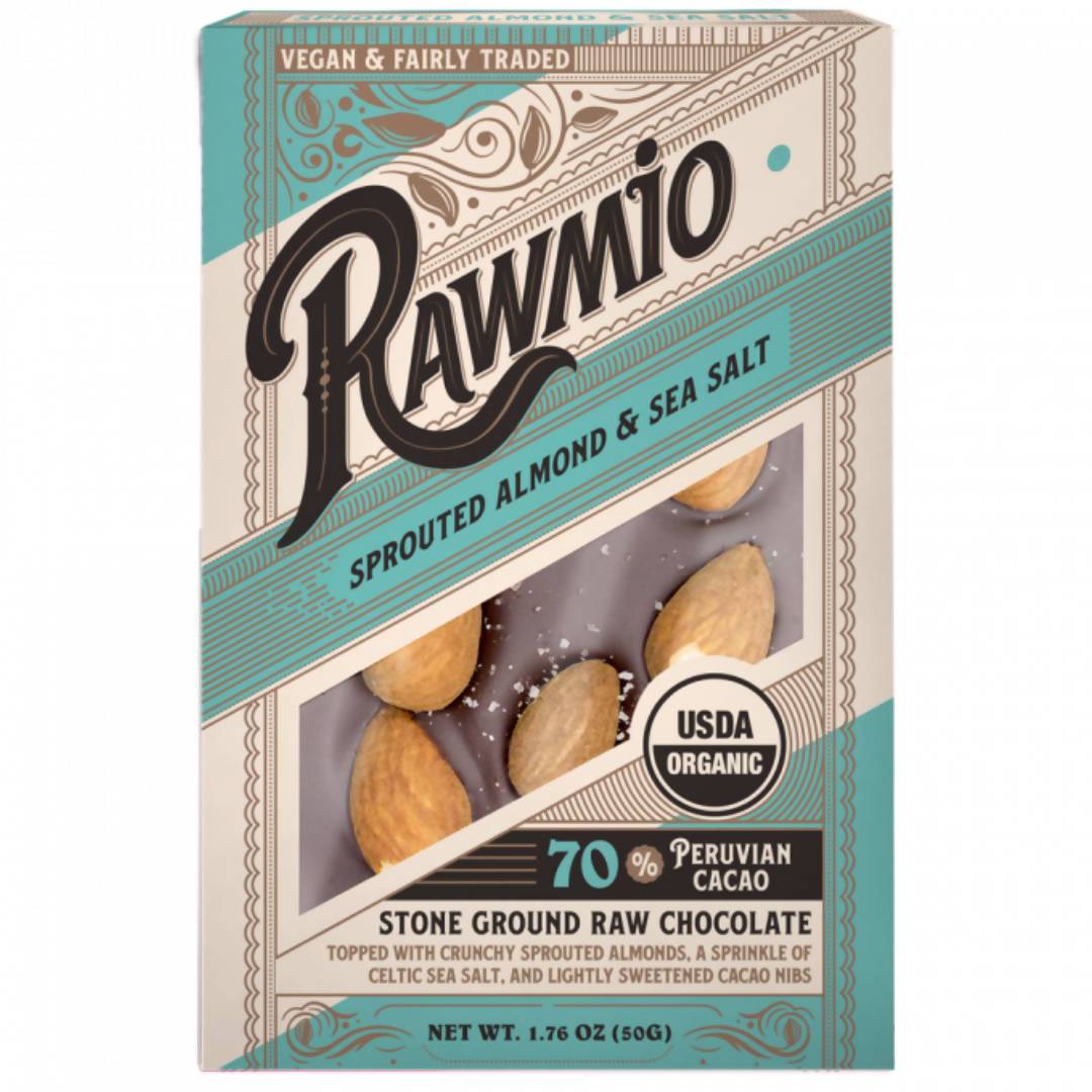 Rawmio Sprouted Mandel & Meersalz rohe Schokolade Bark Bars – 12 x 1,76 oz