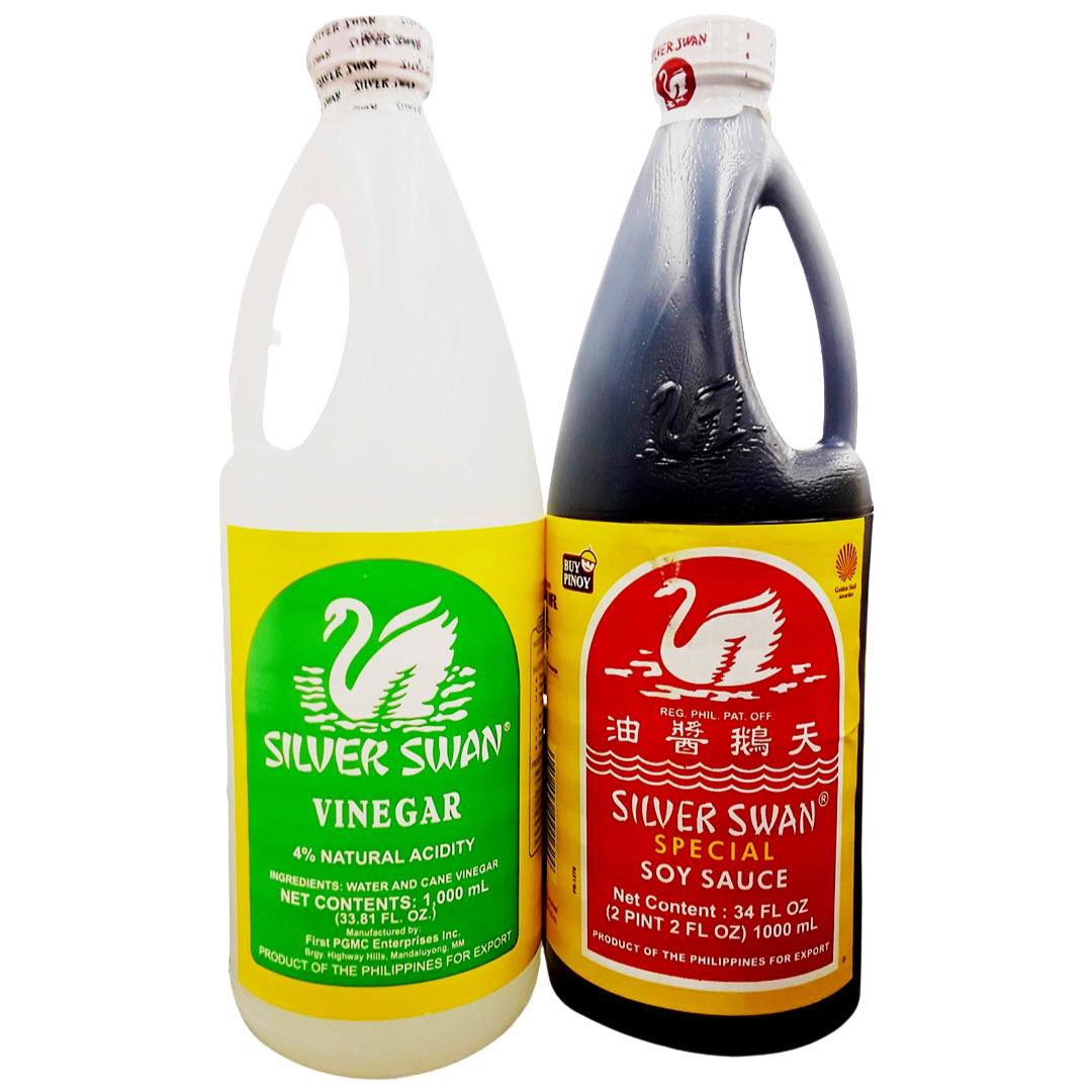 Silber Schwan – Essig und Sojasauce Value Packung – 2000 ML (1 Liter Flasche von jedem)