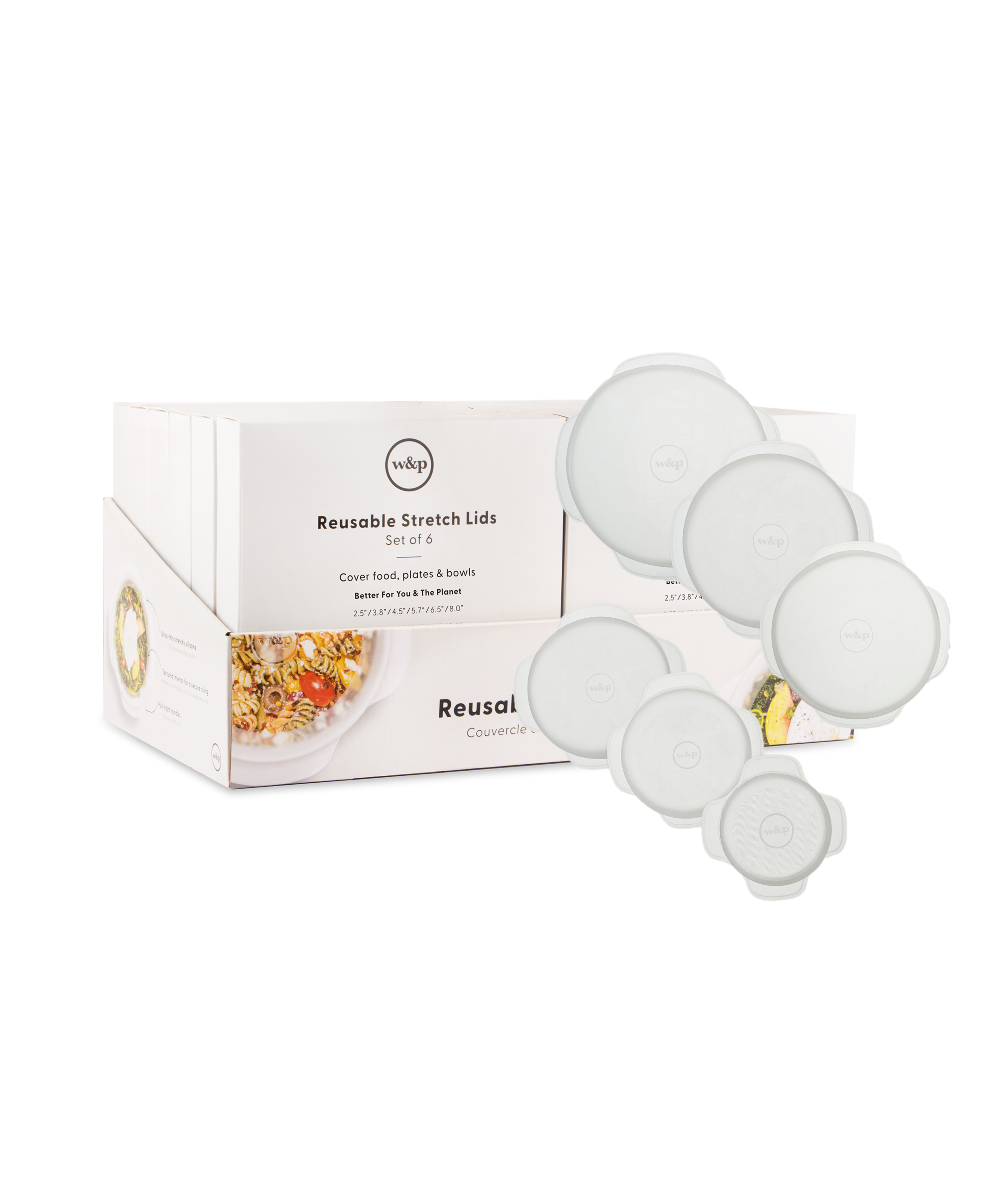 W&P – Reusable Silicone Dehnungsdeckel – 6er Set