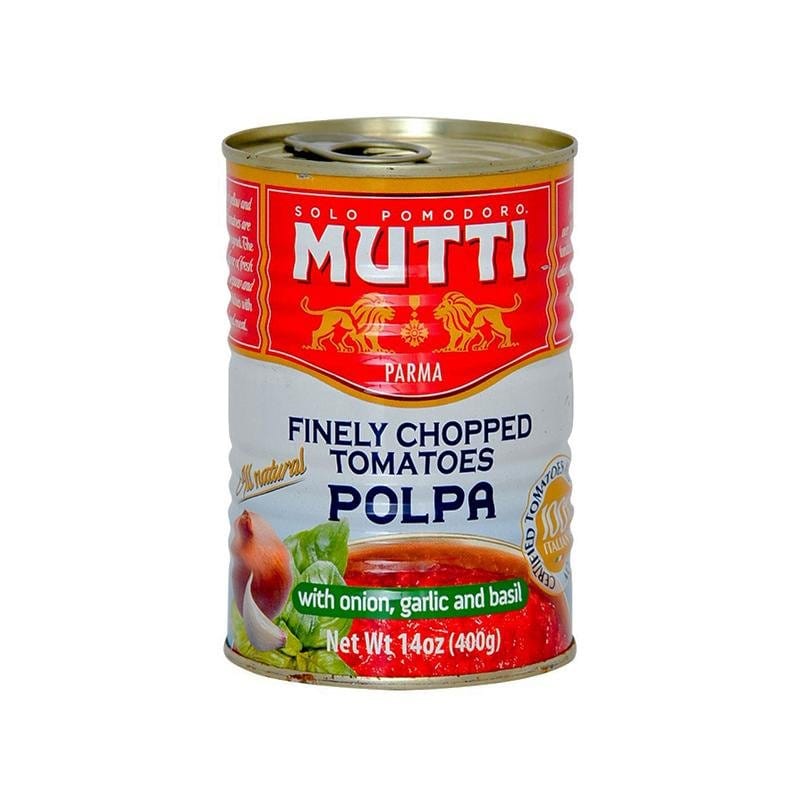 Mutti fein gehackte Tomaten mit Zwiebel, Knoblauch und Basilikum Polpa