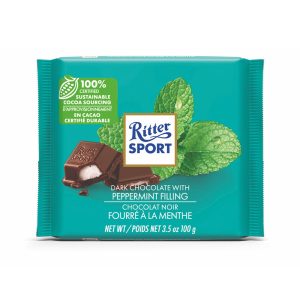 Ritter Sport dunkle Schokoriegel mit Pfefferminzfüllung – – 100g