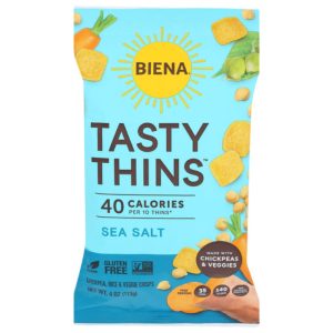 Biena – Crisps Tasty Thins Sea Salz, 4 Unzen – Packung mit 12 Stück