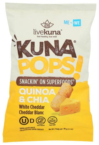 Kuna Pops: Snacks Weiß Cheddar, 3,5 Oz – Packung mit 10 Stück