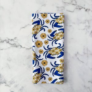 Jami Creates – Maryland blaue Krabbe gemustert Waffel Küche Geschirrtuch: