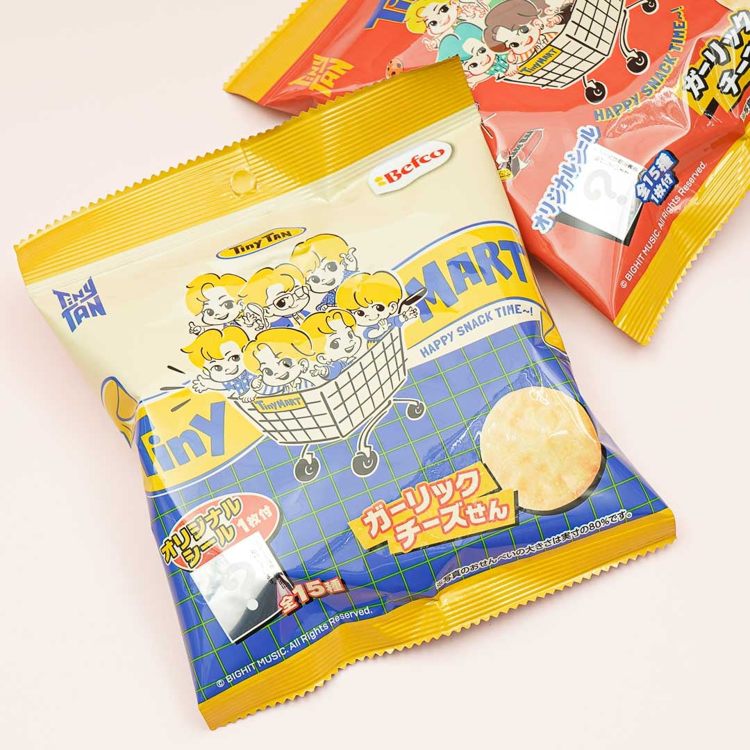 BTS TinyTAN Knoblauch Käse Reis Cracker mit Aufkleber