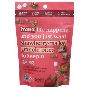 B’cuz Snacks – Knuspermüsli Bites Straw` Beerenmalz, – 5oz