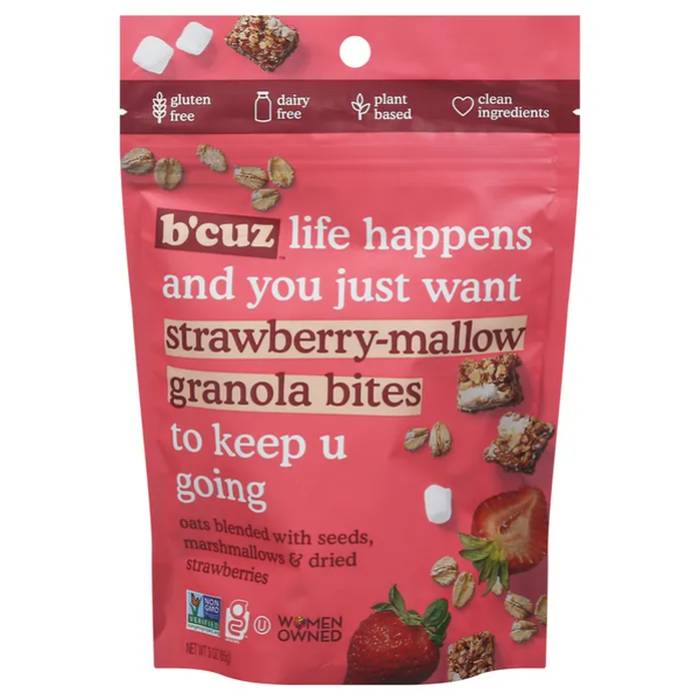 B'cuz Snacks – Granola Bites Erdbeer-Malbe, 5oz