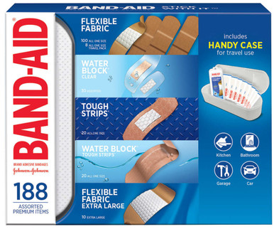 BAND-AID Brand Klebebandagen, Sortiment Packung, 188 Stück mit Etui