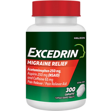 Excedrin Migräne Relief Caplets, 300 Stück, 250mg Acetaminophen / Aspirin + 65mg Koffein