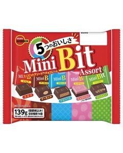 Bourbon, Mini-Bit-Sortiment, 5 Arten von Schokoladensortiment, 16 Stück in 1 Tasche – 139g