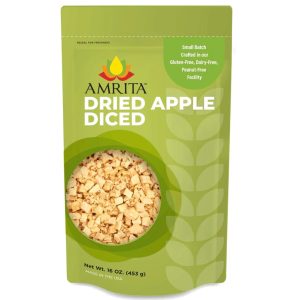 Amrita Bars getrockneter gewürfelter Apfel (unsulfuriert) – 10 x Säcke – 8oz