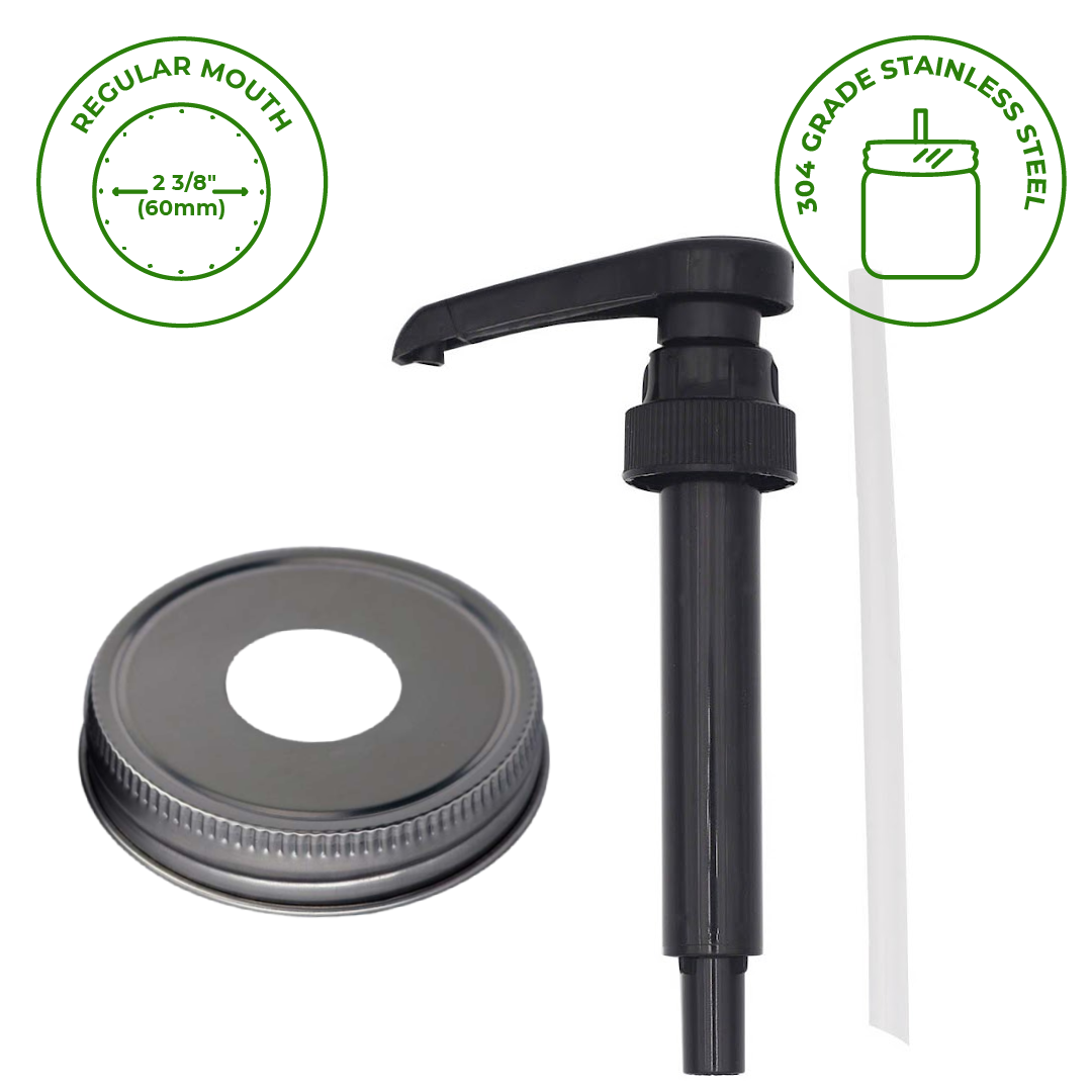 Mason Glas Lifestyle – Food Grade Spenderpumpe für Mason Gläser: Stainl