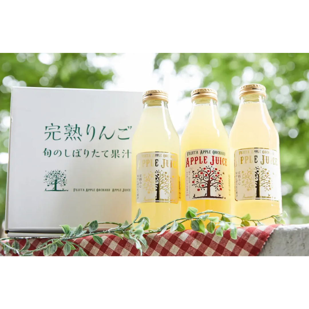 Premium Apfelsaft Geschenkset (3 Flaschen, je 460 ml) von Fujita Kanko Apfelgarten, Ibaraki Japan – Kurumira Shop