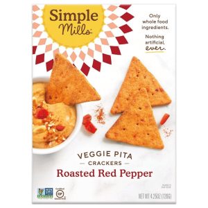 Simple Mills Cracker Pita gerösteten roten Pfeffer, 4,25 Unzen Packung mit 6