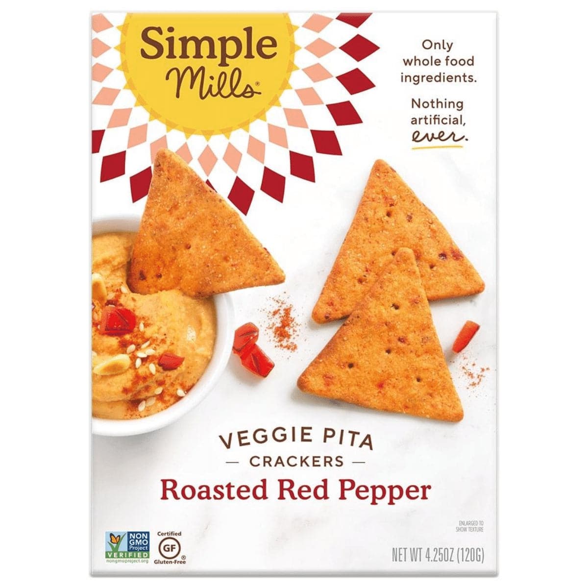 Simple Mills Cracker Pita gerösteter roter Pfeffer, 4,25 oz – Packung mit 6 Stück