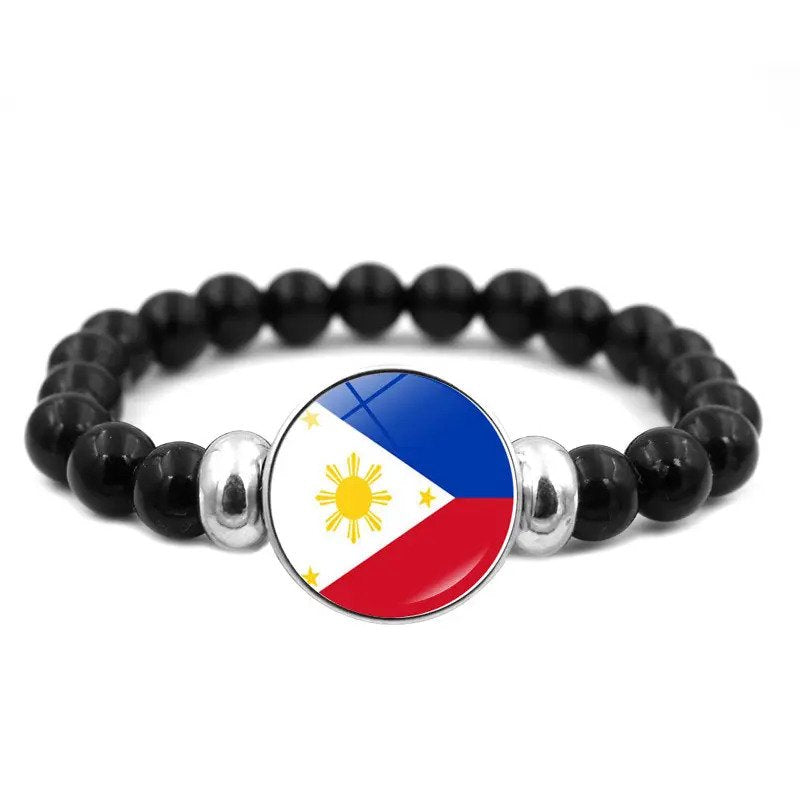 Philippinen Flagge Druckknopf elastischen Schmuck Band Perlen Armband – 420 G
