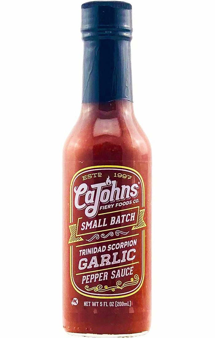 Cajohns kleine Charge Trinidad Scorpion Knoblauch Pfeffersauce