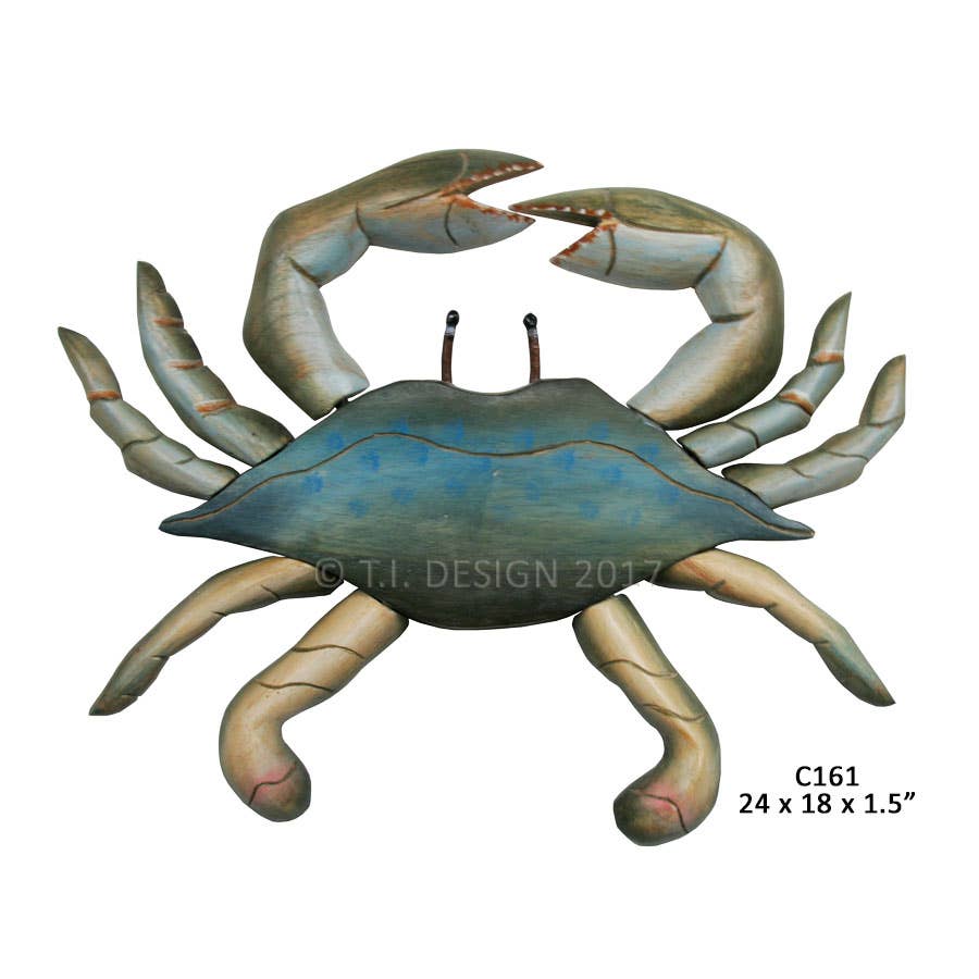 T.I. Design – Handgeschnitztes Holz Blau Crab mittel