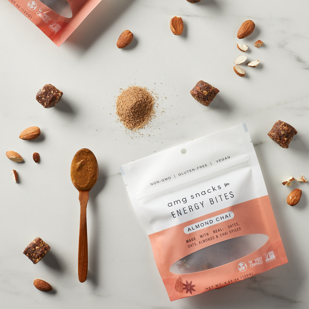 AMG Snacks Mandel Chai Energy Bites Packung – 6 Packungen x 4 Unzen Hülle