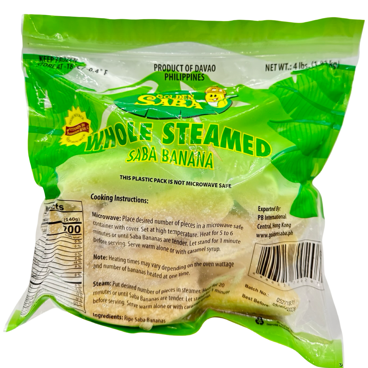 Golden Saba – Ganze Banane (Institutional Packung) – FROZEN – 4 LB