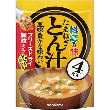 Marukome, Instant gefriergetrocknete Miso Suppe, Tonjiru, Zwiebel & Schweinefleisch, 4 Portionen, 40g