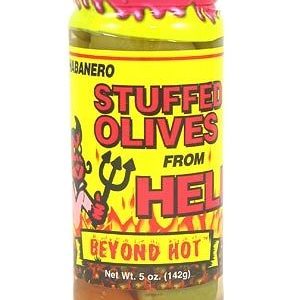 Habanero gefüllte Oliven aus der Hölle, . – 5oz