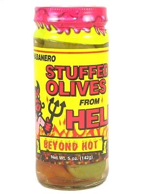 Habanero gefüllte Oliven aus der Hölle, 5oz