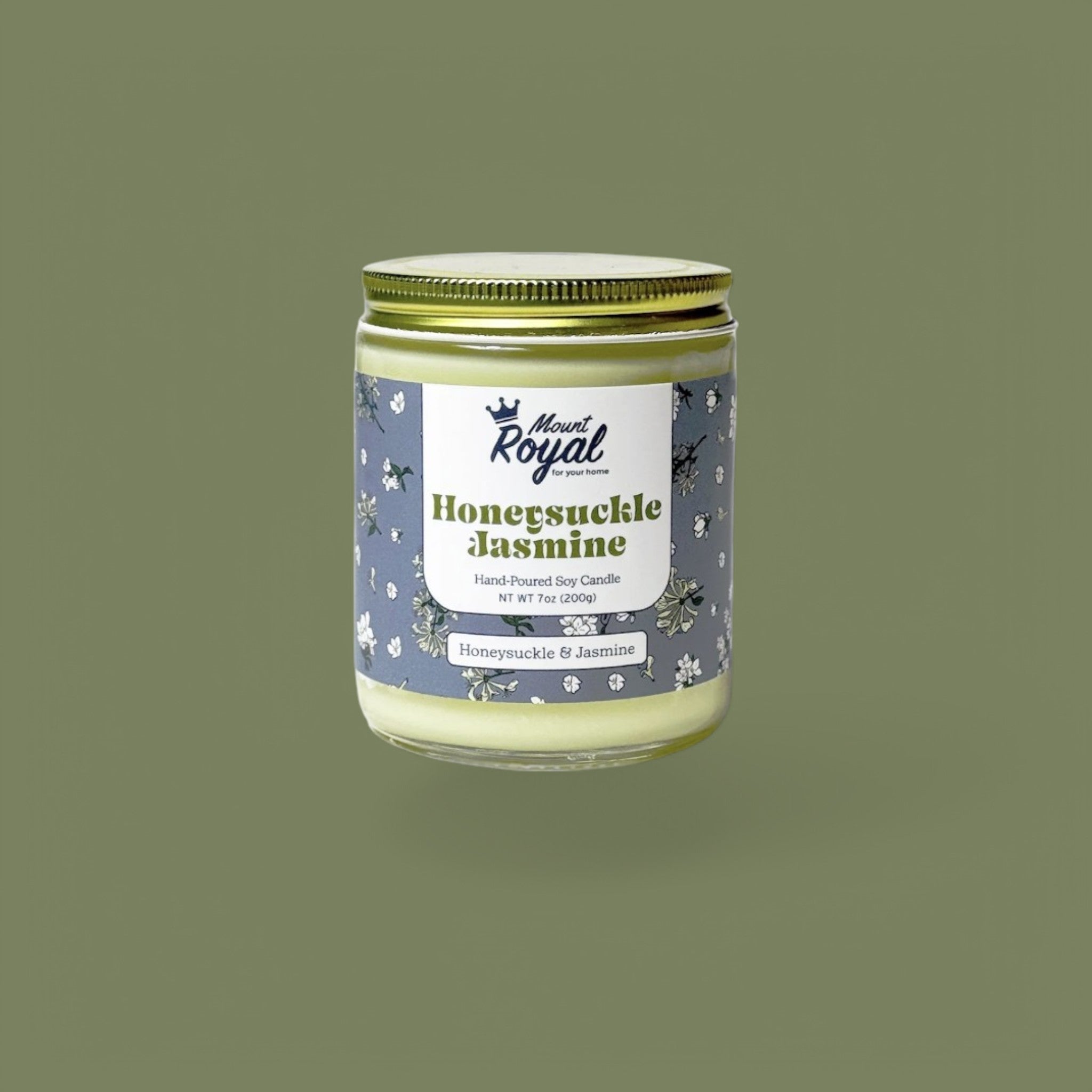 Geißblatt Jasmin Kerze – mit Blumenmuster & Fresh Hand-Poured Sojawachs Kerze
