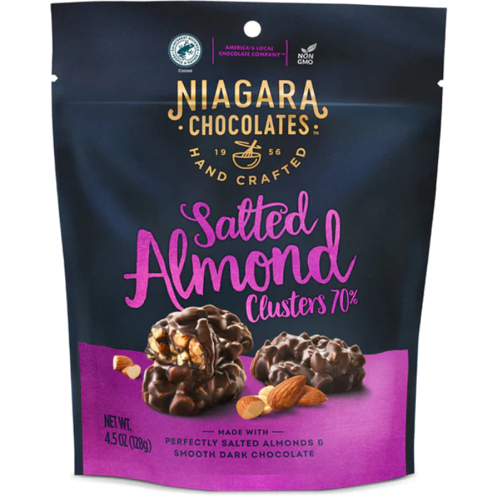 Niagara Cluster Dunkle Schokolade Gesalzene Mandel 4.5 OZ – Packung mit 6