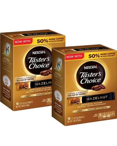 Nescafe Taster's Choice Instant Haselnuss Kaffee, 16 Stück (Packung mit 2)