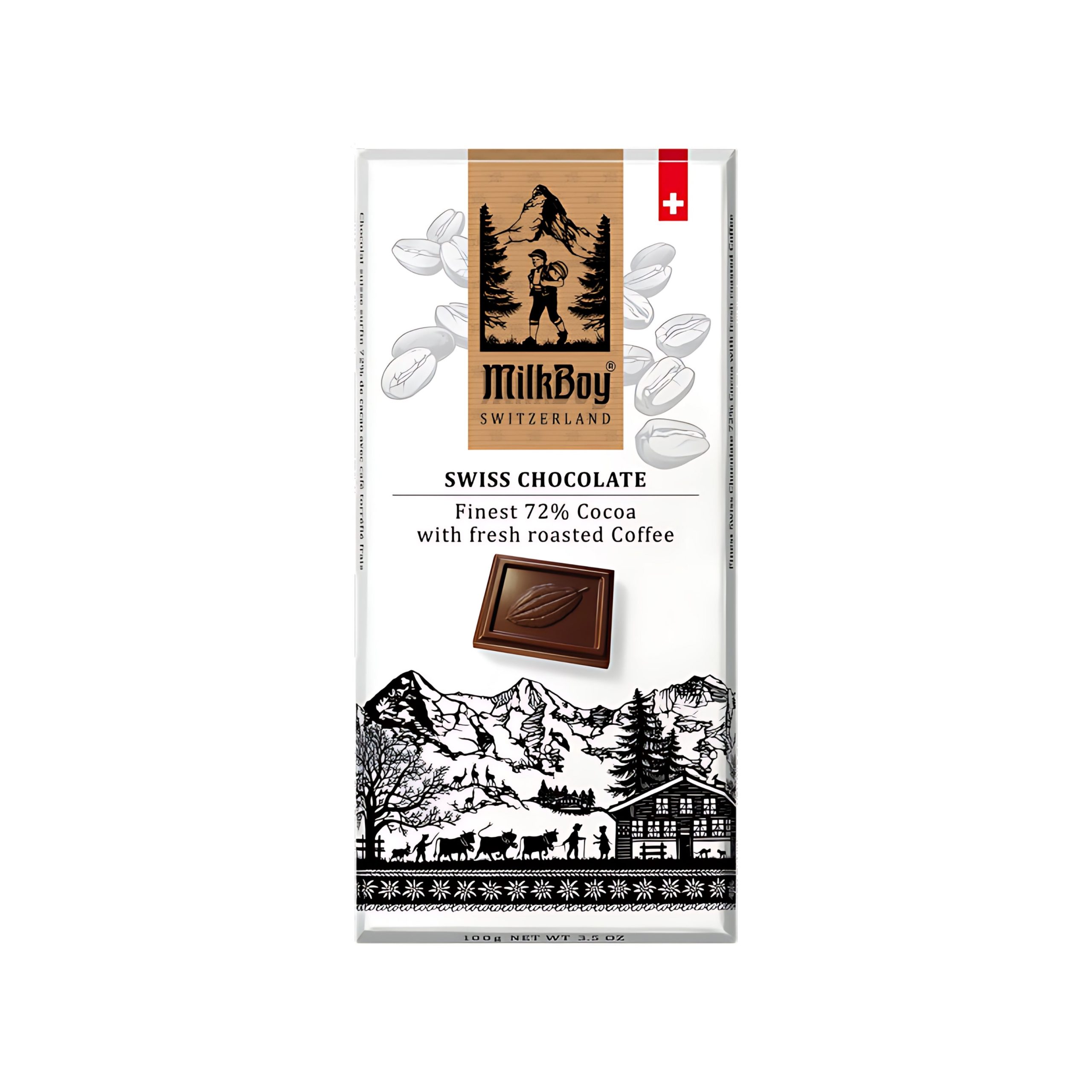 Milkboy Dunkle Schokolade 72% Kakao mit frisch geröstetem Kaffeeriegel (3,5 Unzen) (Schweiz)