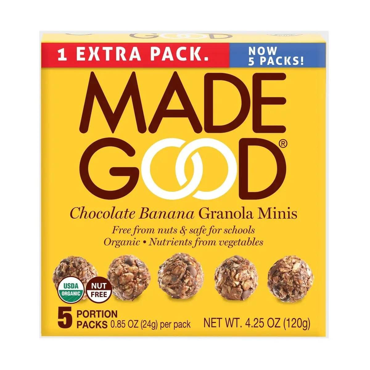 MadeGood Bio Granola Minis Schokolade Banane, 4,25 oz – Packung mit 6 Stück