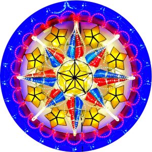 Philippines Christmas Capiz Parol Lantern Star PH Color Design D (Tala) gelb / rot / weiß / blau led zeigen – Größe 24